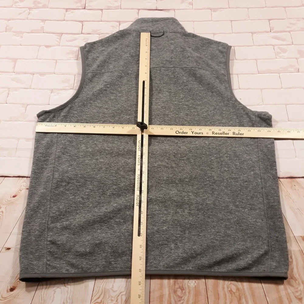 Lands' End Vest Mens Size Large Full Zip Gray Outdoor Travel Fleece Pockets